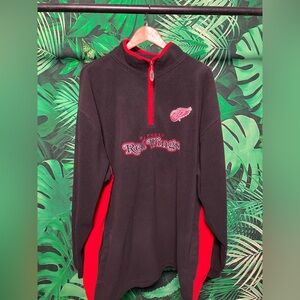 Vintage 90’s LEE SPORT Detroit Red Wings quarter zip pullover fleece NHL Hockey